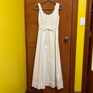 Vintage cotton eyelet maxi dress with flower trimming detail